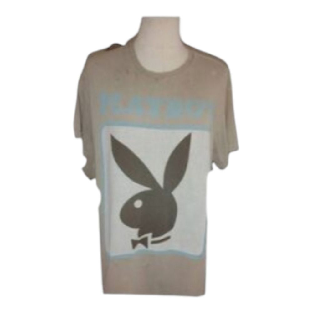 Playboy Tan. Bunny Head Tee Shirt Size Large